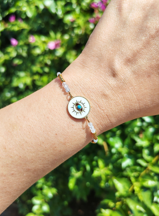 Bracciale Medaglione di Protezione Acquamarina