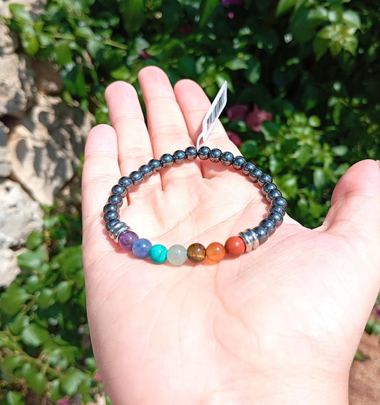 Bracciale 7 Chakra Ematite