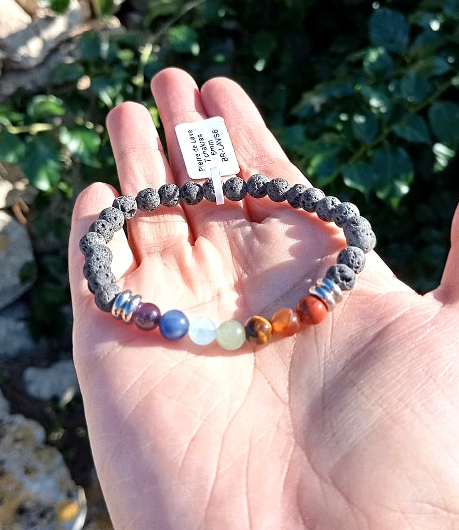 Bracciale 7 Chakra Pietra Lavica