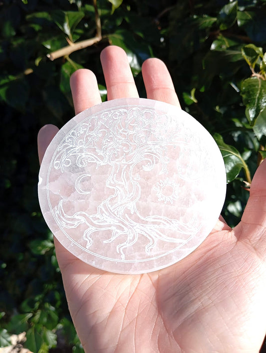 Piattino Selenite Albero della Vita