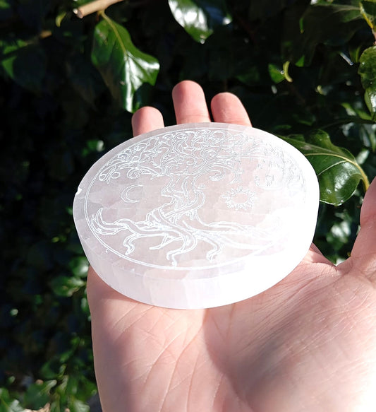 Piattino Selenite Albero della Vita