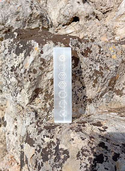 Righello Selenite con Chakra (Pulizia Energetica)
