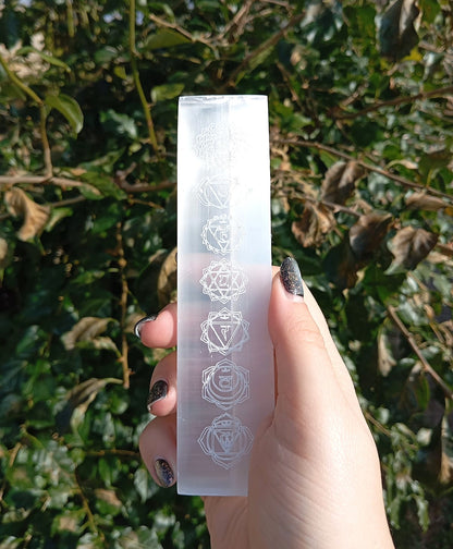 Righello Selenite con Chakra (Pulizia Energetica)