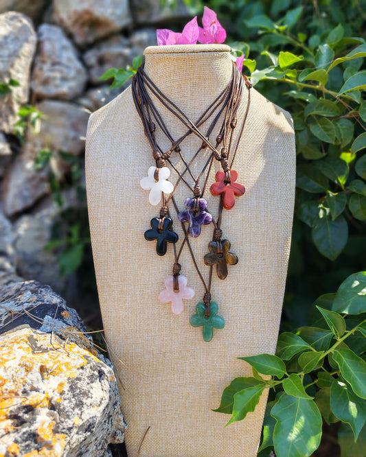 Collana Fiore Ossidiana Nera (Protezione e Verità)