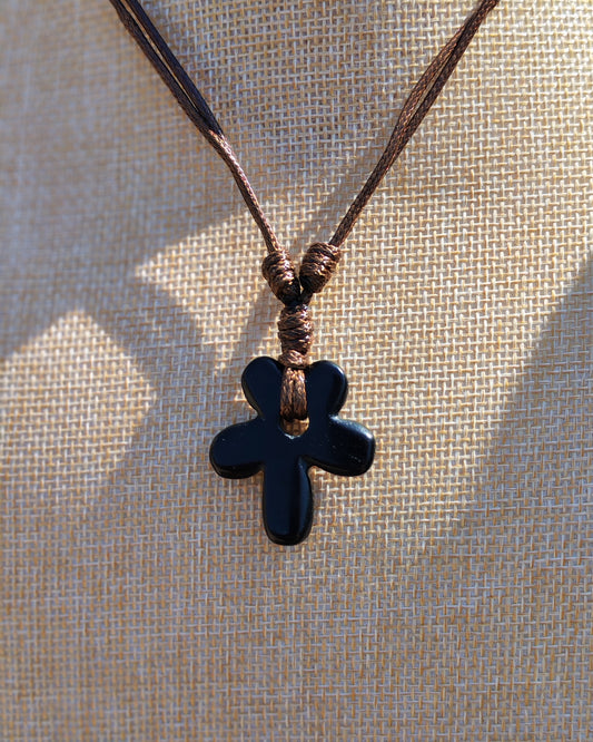 Collana Fiore Ossidiana Nera (Protezione e Verità)