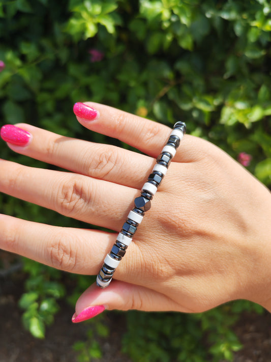 Bracciale Ematite & Howlite (Misura large)