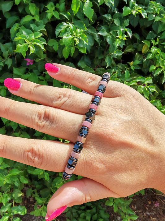 Bracciale Ematite & Rodonite (Misura large)