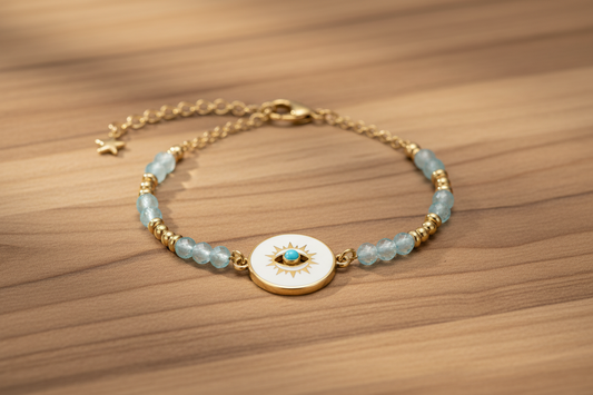 Bracciale Medaglione di Protezione Acquamarina