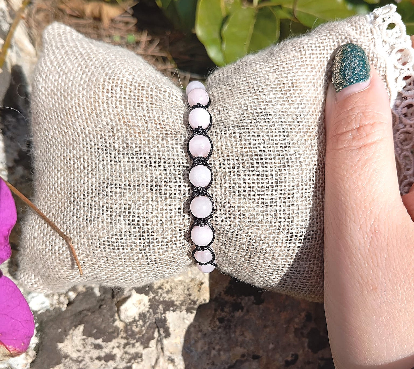 Bracciale Tibetano Quarzo Rosa